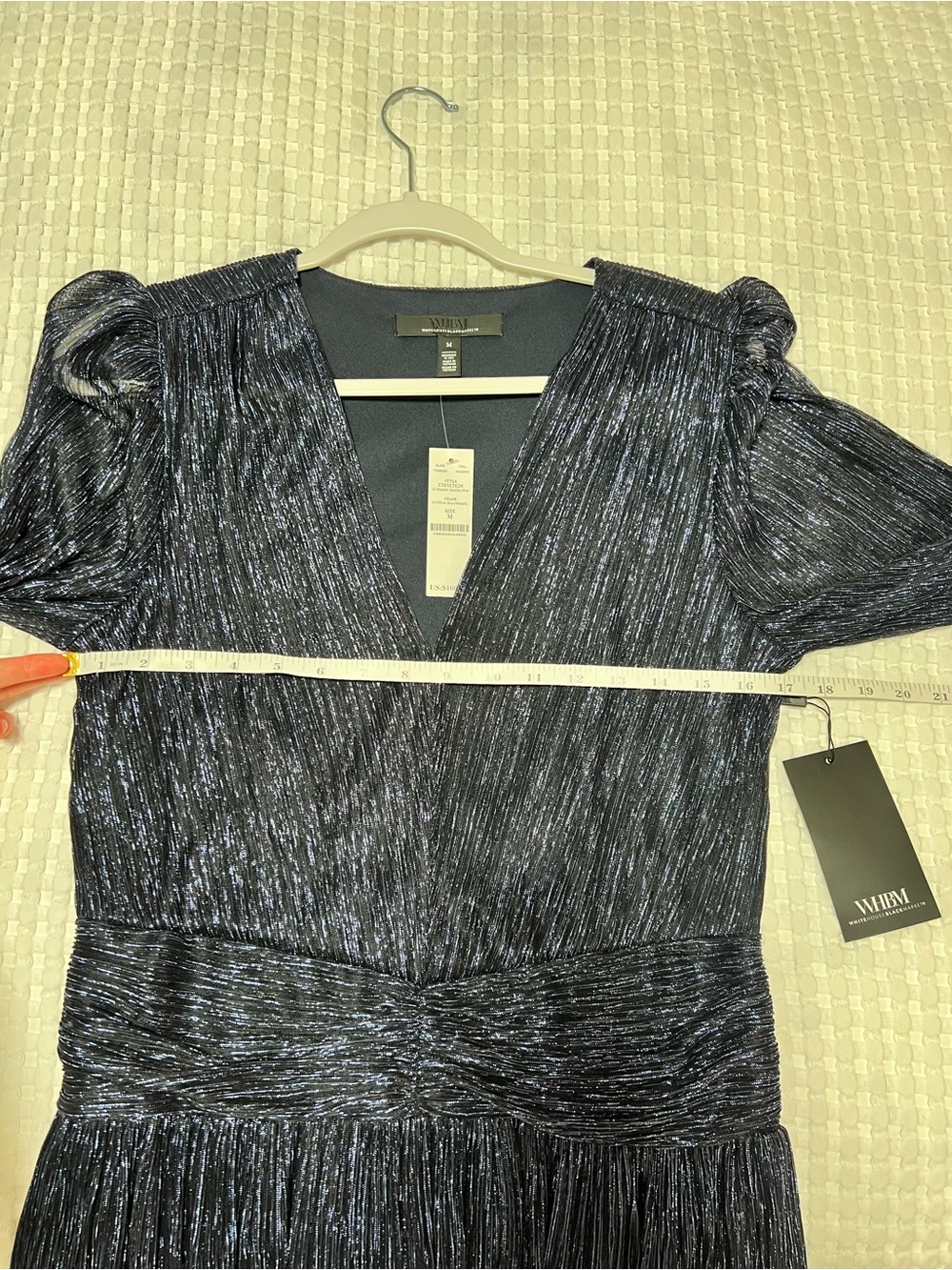 WHBM Shimmery Navy Blue Long Sleeve Dress - Picture 10 of 11